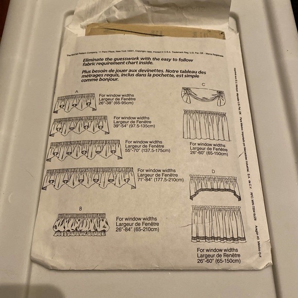 UNCUT - McCall's Pattern #5741 ~ Home Decor Valances Toppers Curtains. Free Ship - Picture 4 of 5